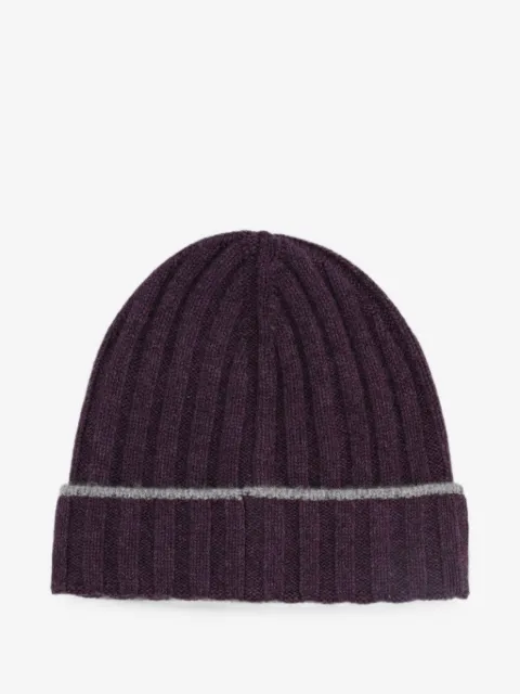 Brunello Cucinelli ribbed-knit striped-edge beanie hat