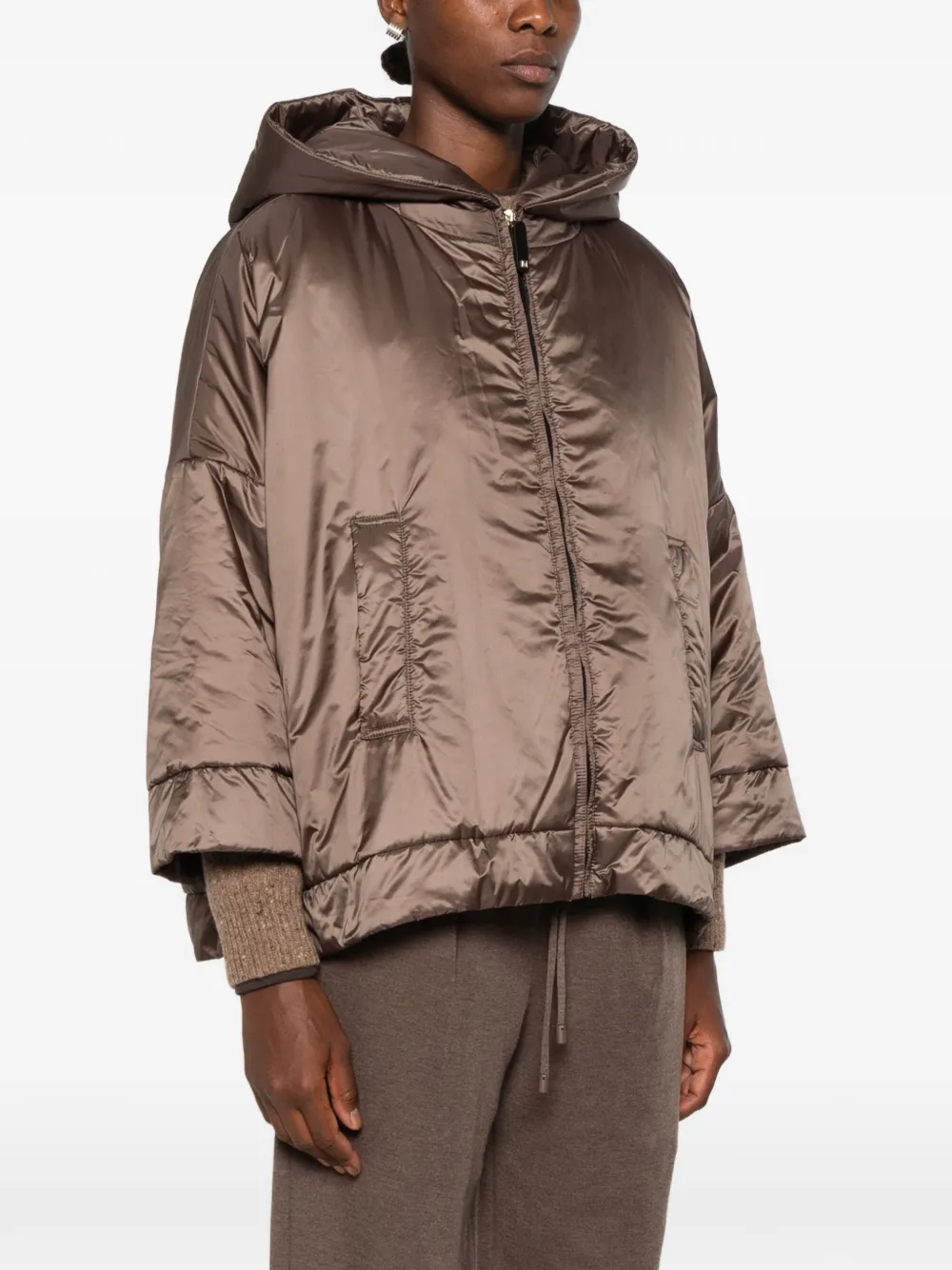 Max Mara Oversized jack met capuchon Bruin
