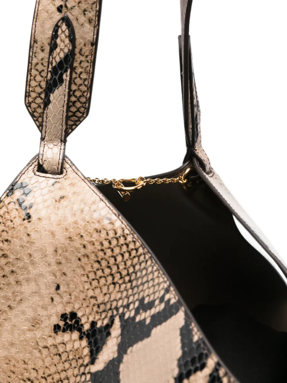 KHAITE Kleine Lotus shopper met slangen-effect Beige
