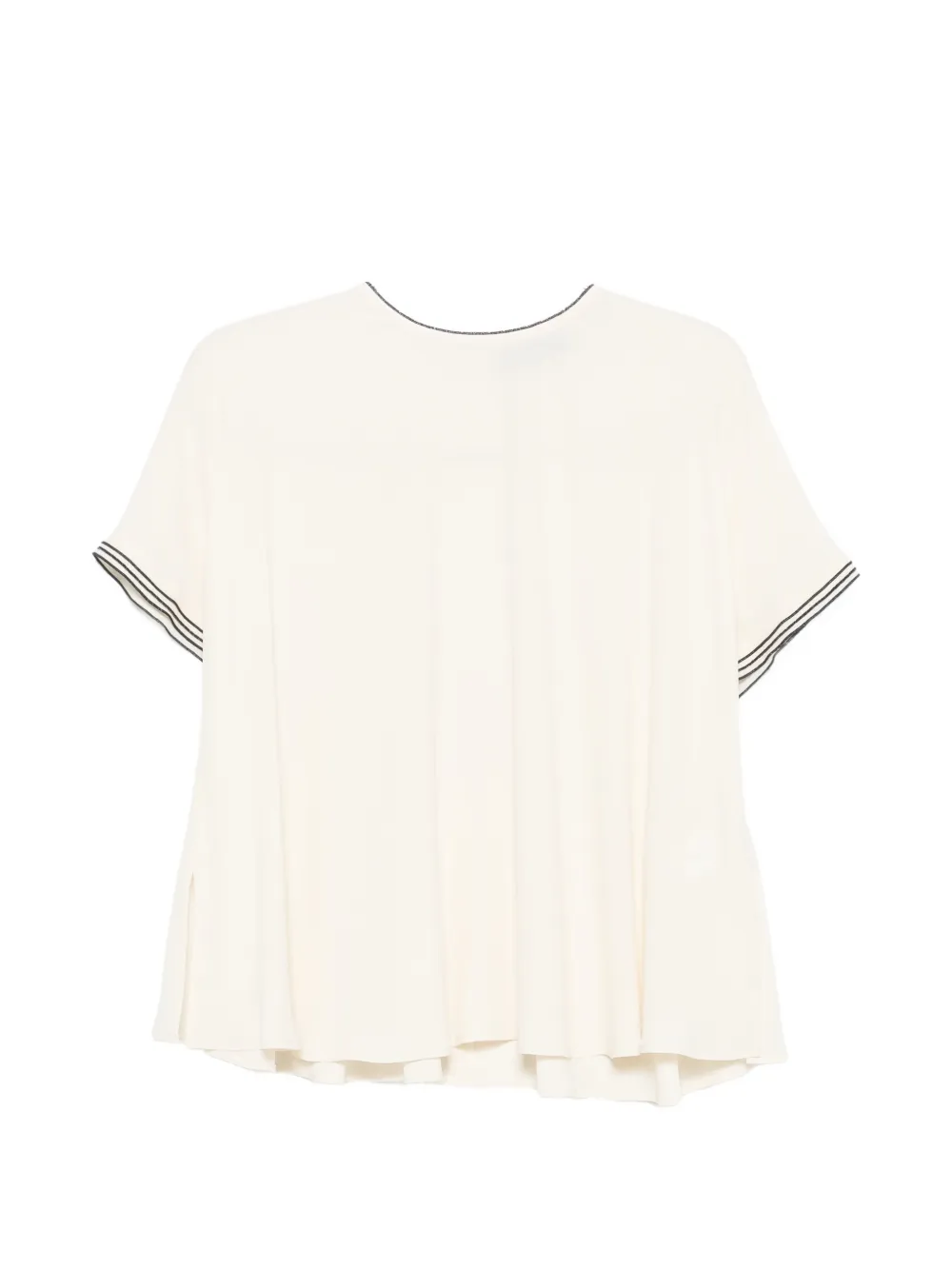 Fabiana Filippi striped-trim short-sleeve top - Nude