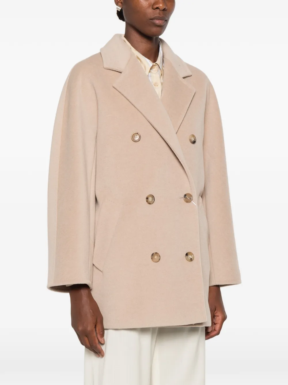 Max Mara Jas met dubbele rij knopen Beige