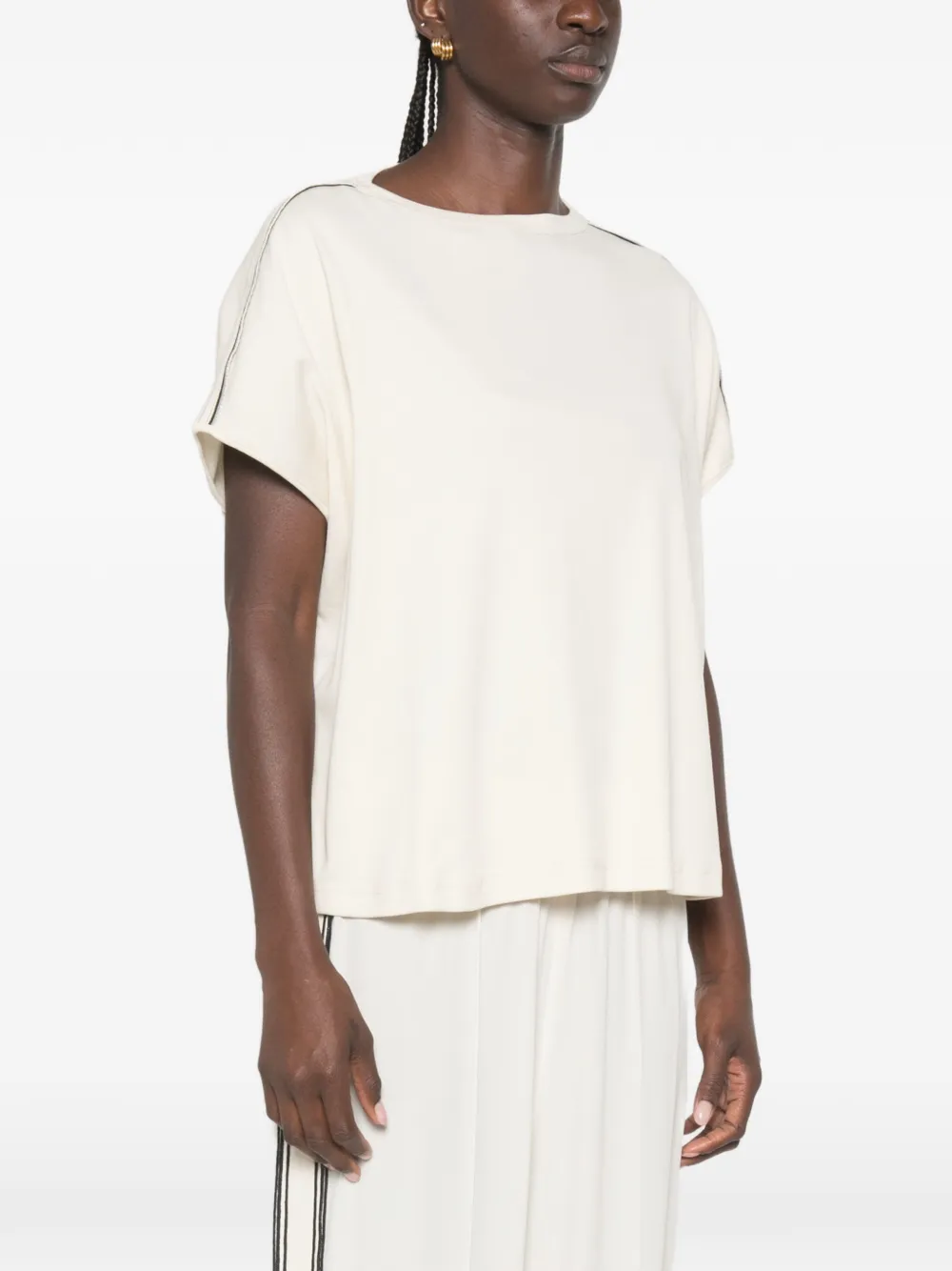 Fabiana Filippi T-shirt met zijstreep Beige