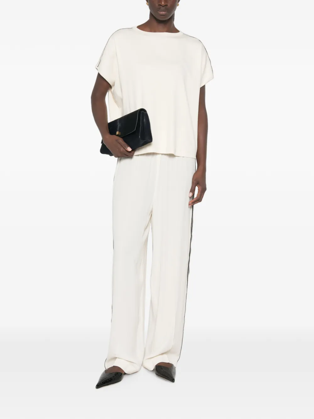 Fabiana Filippi T-shirt met zijstreep Beige