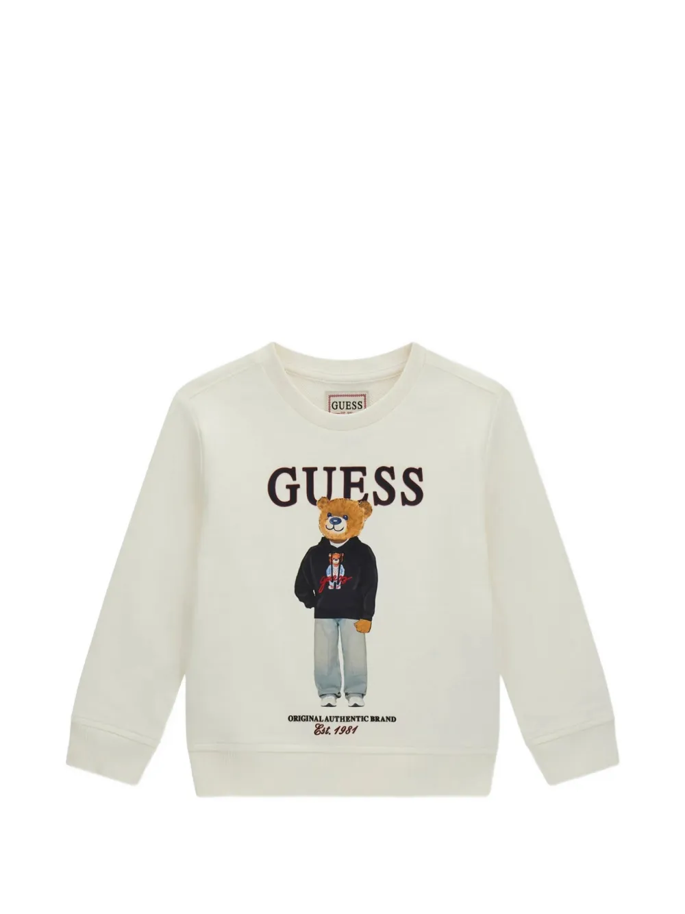 guess kids bear-print logo-print sweater - Toni neutri
