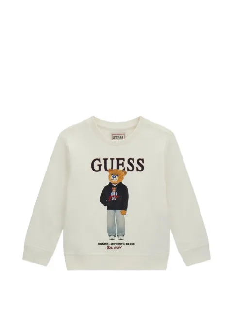 guess kids bear-print logo-print sweater