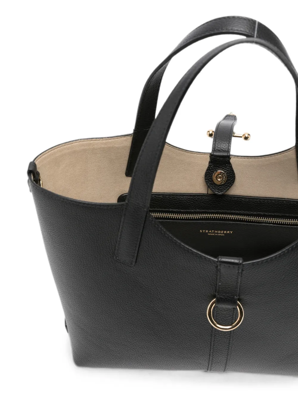 Strathberry Kite leren midi-shopper Zwart
