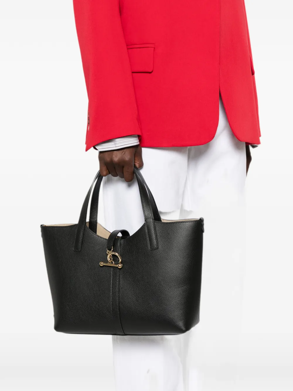 Strathberry Kite leren midi-shopper Zwart