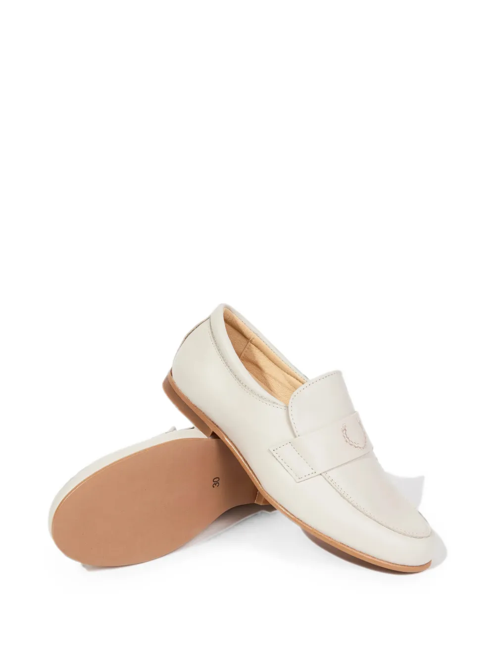 ANDANINES embroidered-logo leather loafers Beige