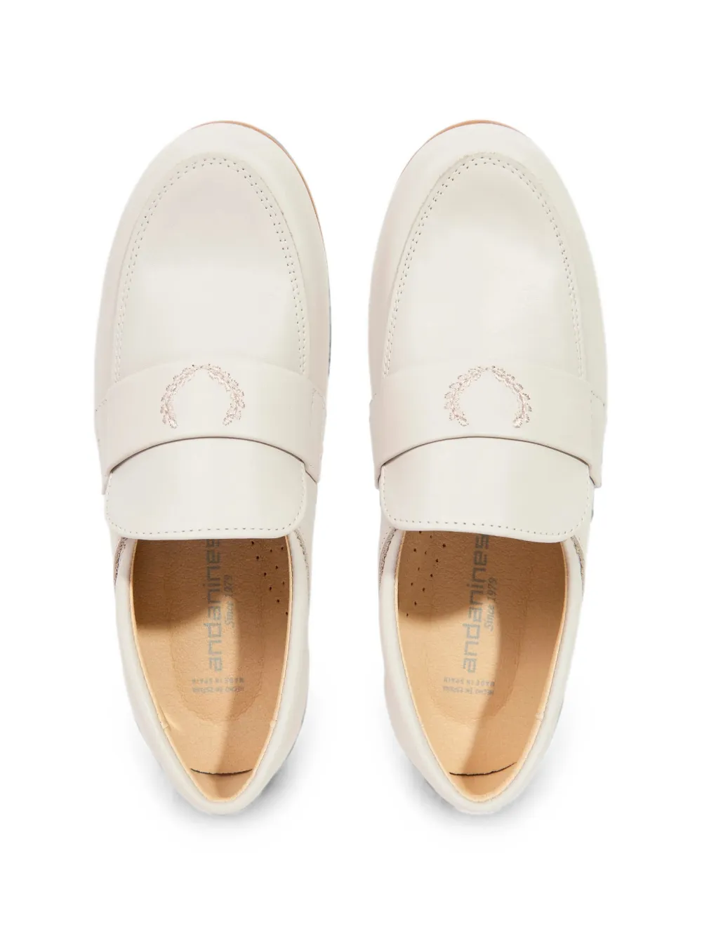 ANDANINES embroidered-logo leather loafers Beige