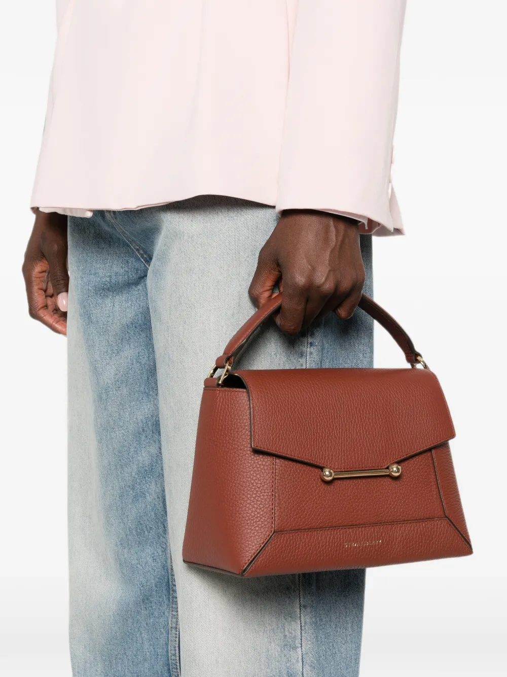 Strathberry Mosaic leren shopper Bruin
