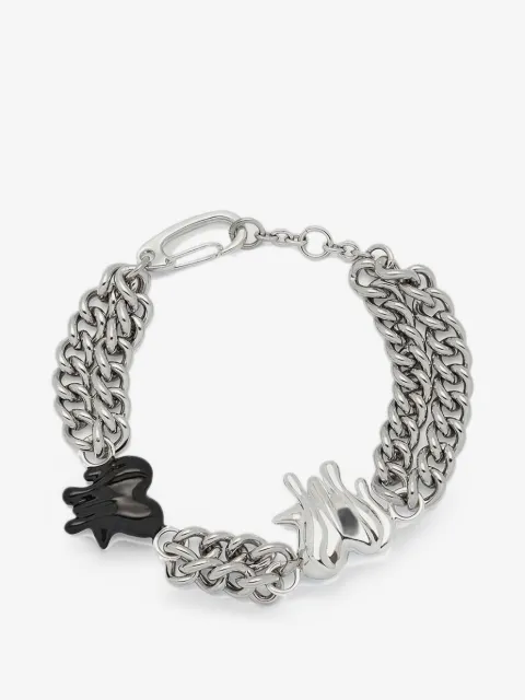 YOJ heart-motif curb-link bracelet