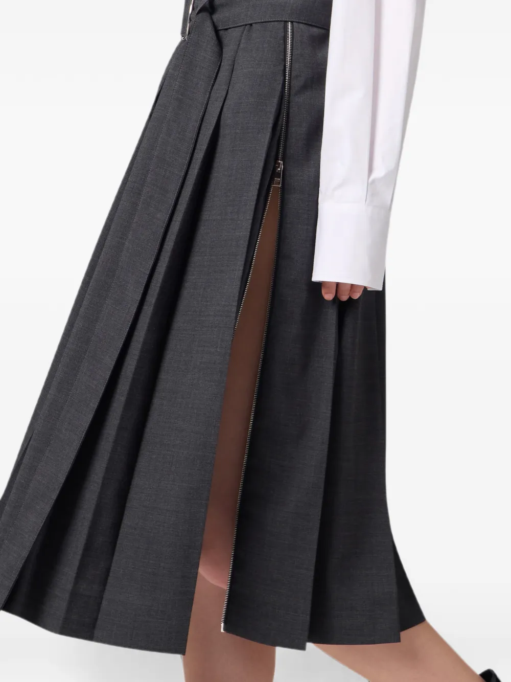 MSGM Midi-plooirok met ceintuur Grijs