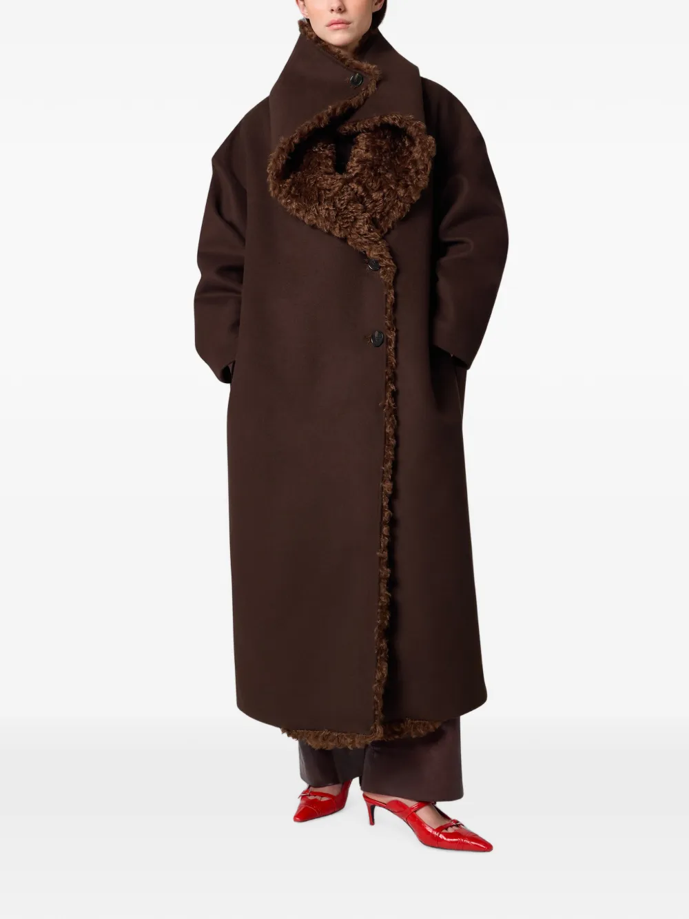 MSGM Lammy jas met ceintuur Bruin