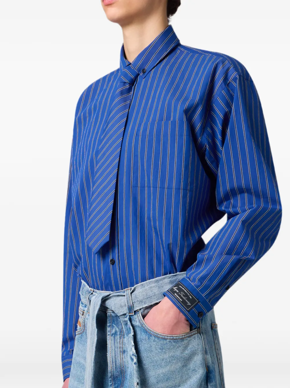 MSGM Gestreept overhemd met strik-detail Blauw