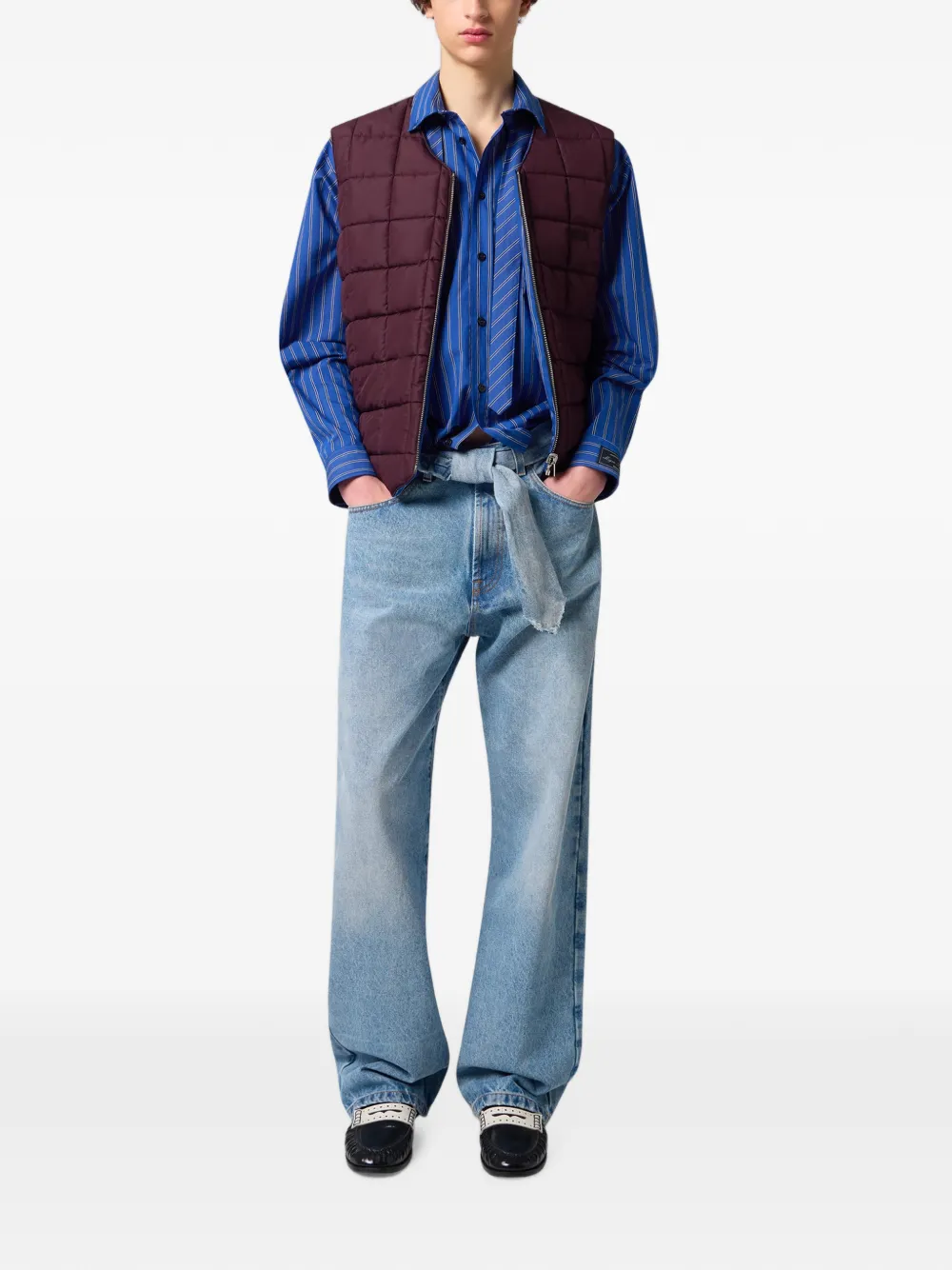 MSGM Gestreept overhemd met strik-detail Blauw