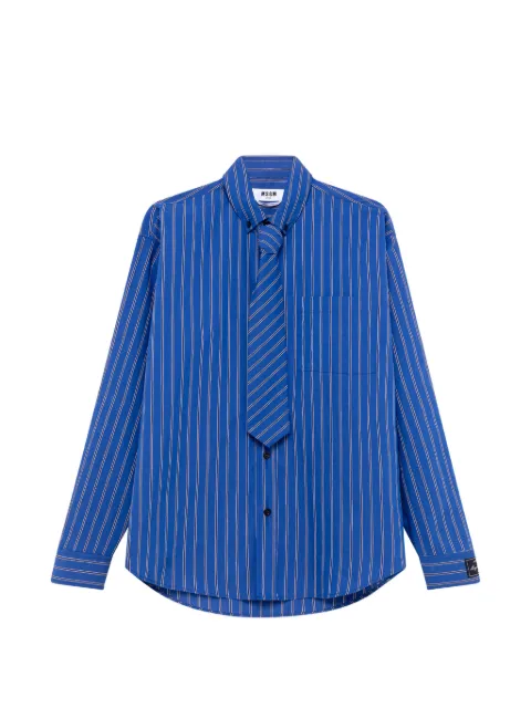 MSGM striped tie-detail shirt