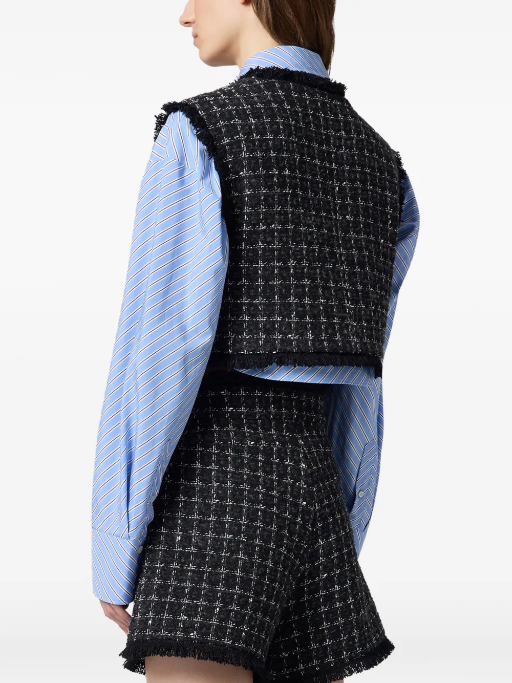 MSGM Bouclé jack met franje Zwart