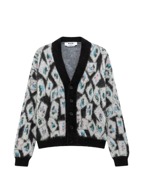MSGM argyle-patterned brushed-finish cardigan