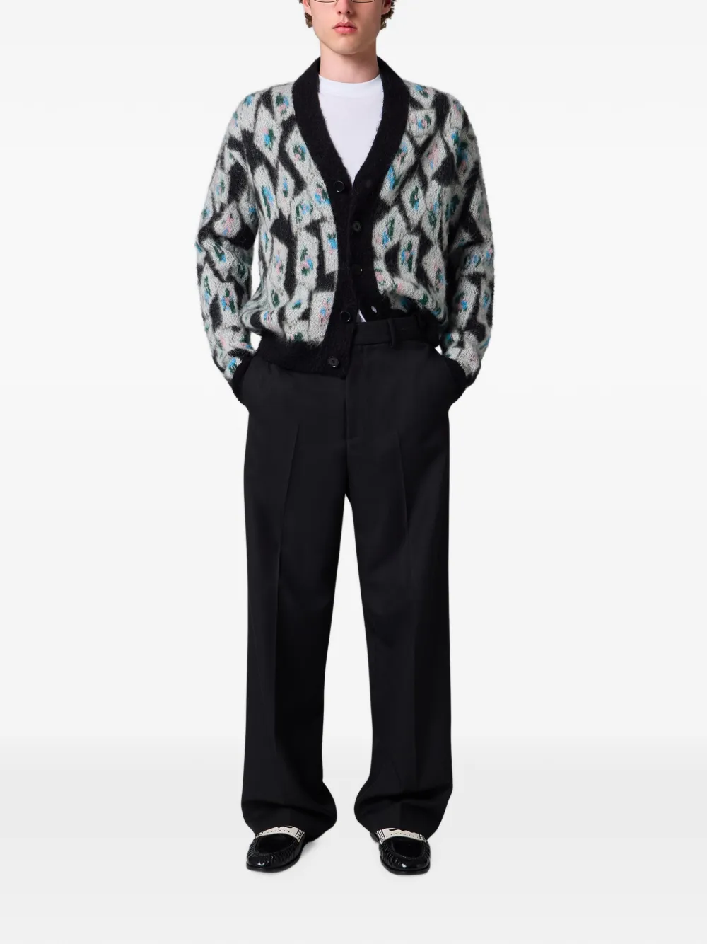 MSGM Vest met geborstelde afwerking en argyle-patroon Grijs