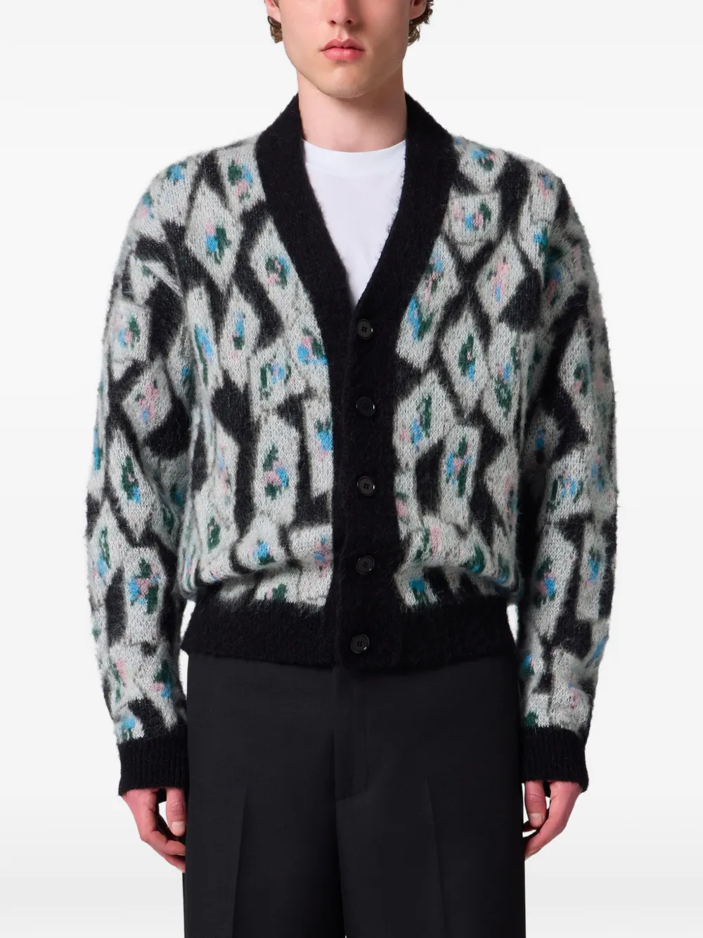 MSGM Vest met geborstelde afwerking en argyle-patroon Grijs
