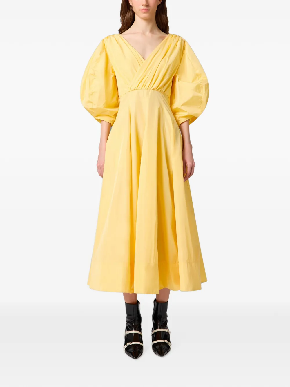 MSGM Midi-jurk met ballonmouwen Geel