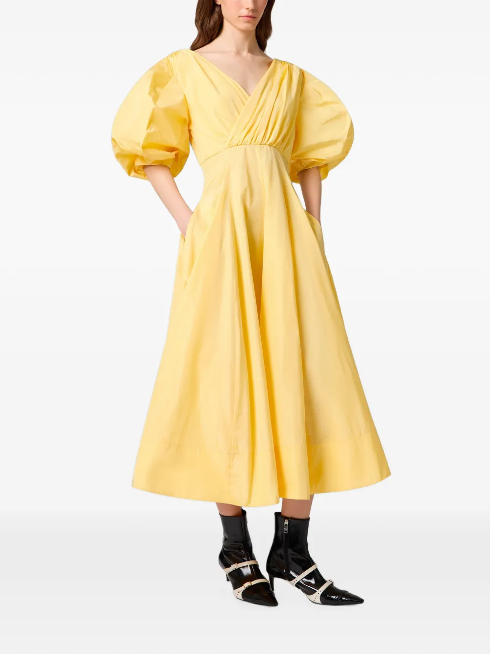 MSGM Midi-jurk met ballonmouwen Geel