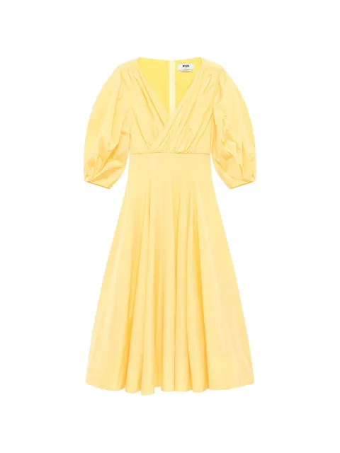 MSGM balloon-sleeve wrap midi dress