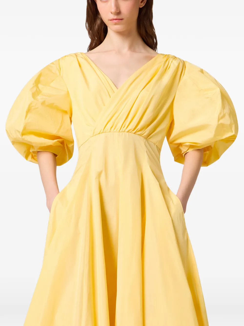 MSGM Midi-jurk met ballonmouwen Geel