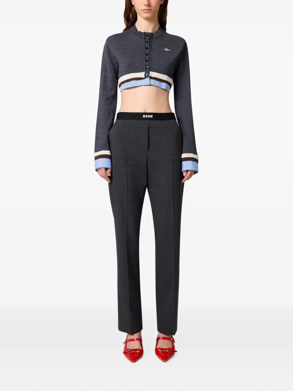 MSGM Pantalon met logo tailleband Grijs
