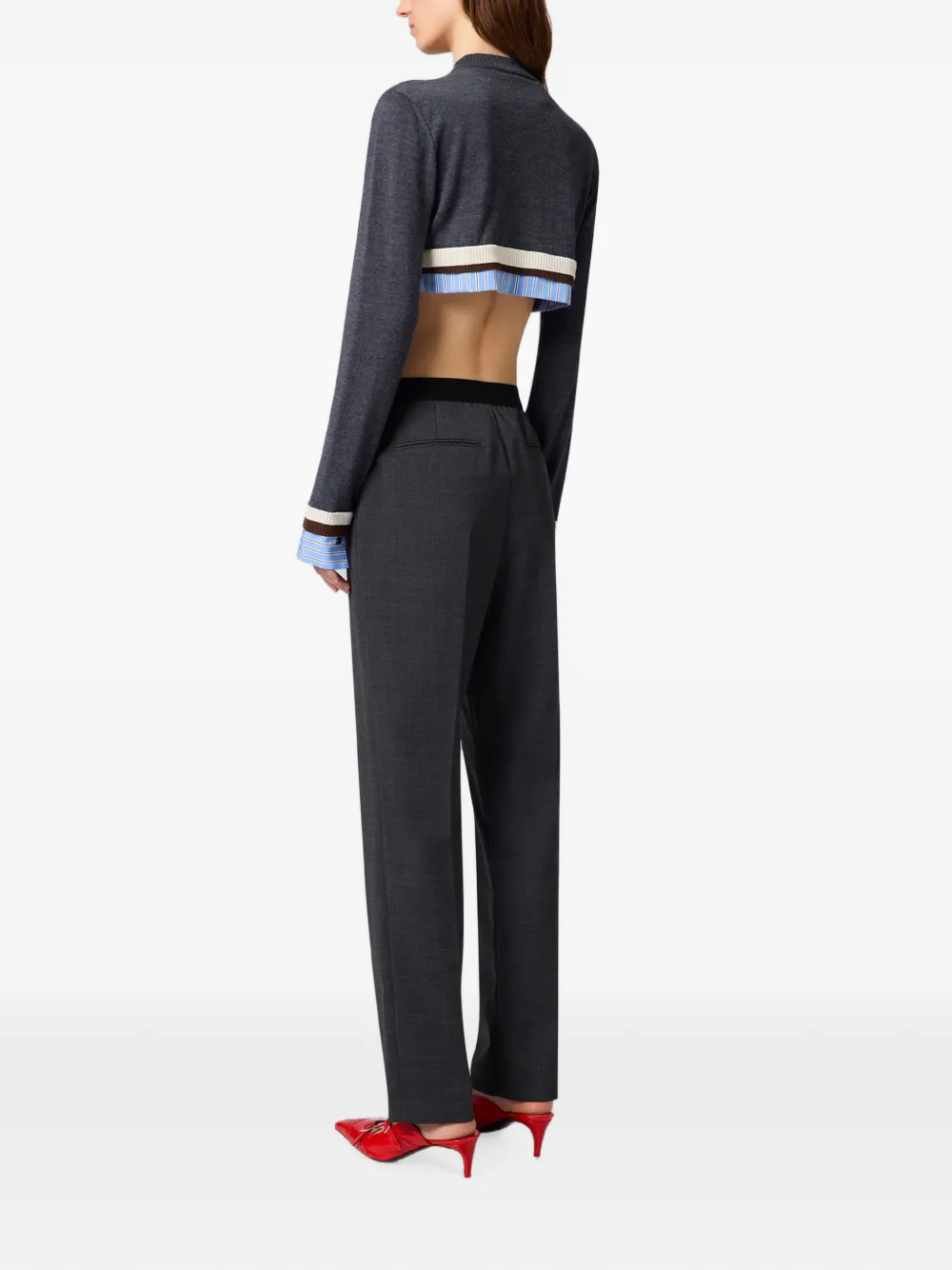 MSGM Pantalon met logo tailleband Grijs