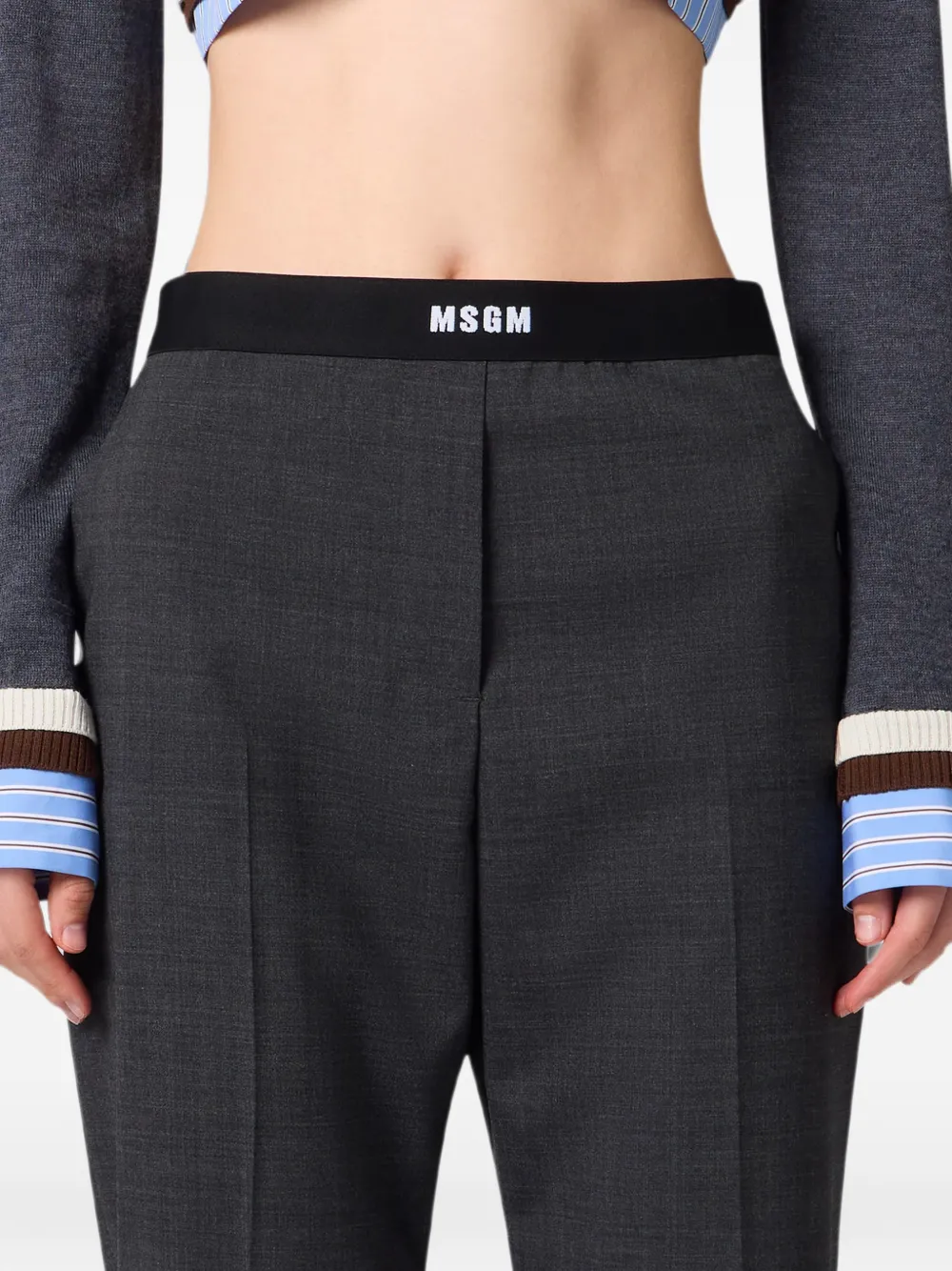 MSGM Pantalon met logo tailleband Grijs