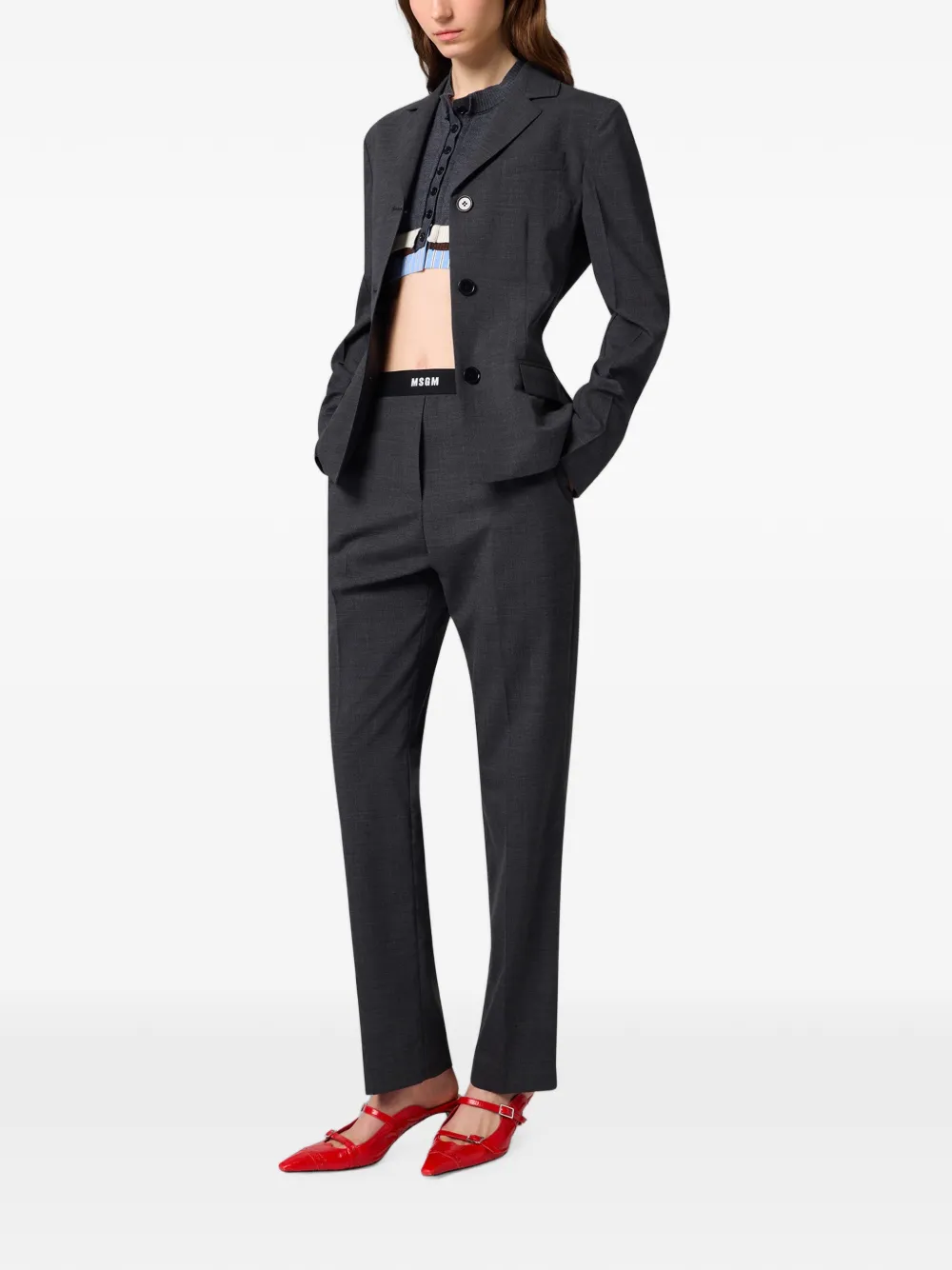 MSGM Pantalon met logo tailleband Grijs