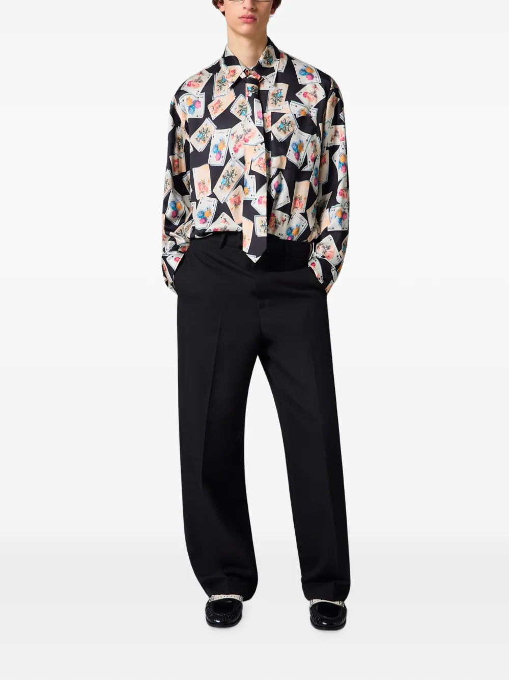 MSGM Overhemd met speelkaart-print en knopen Zwart