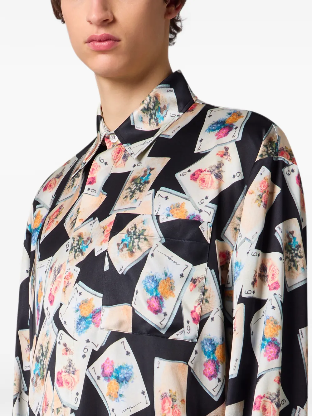 MSGM Overhemd met speelkaart-print en knopen Zwart