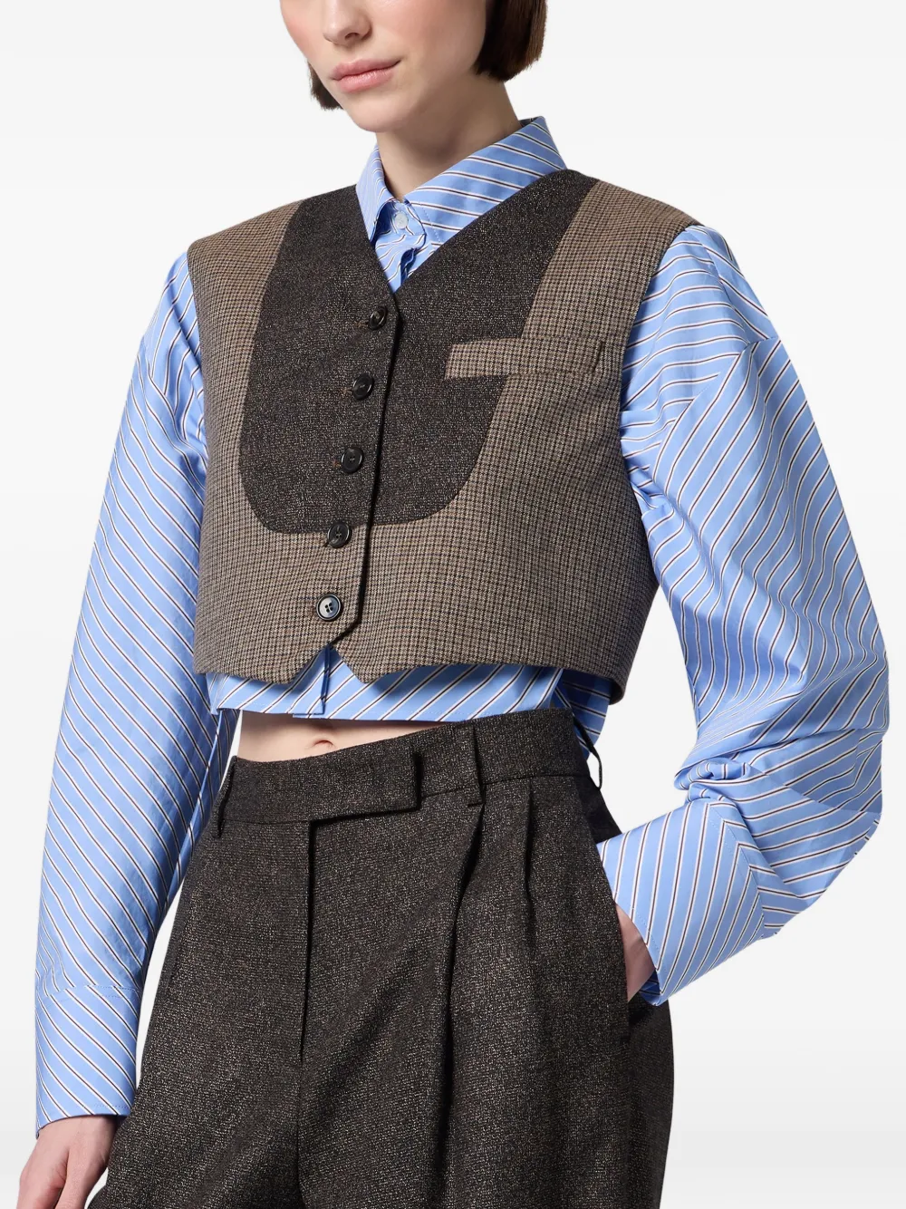 MSGM Geruit cropped gilet Bruin