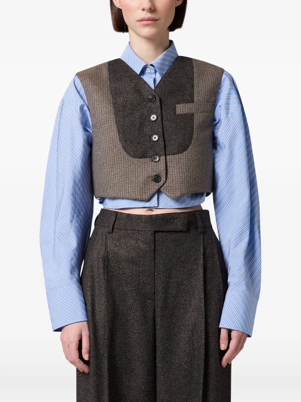 MSGM Geruit cropped gilet Bruin