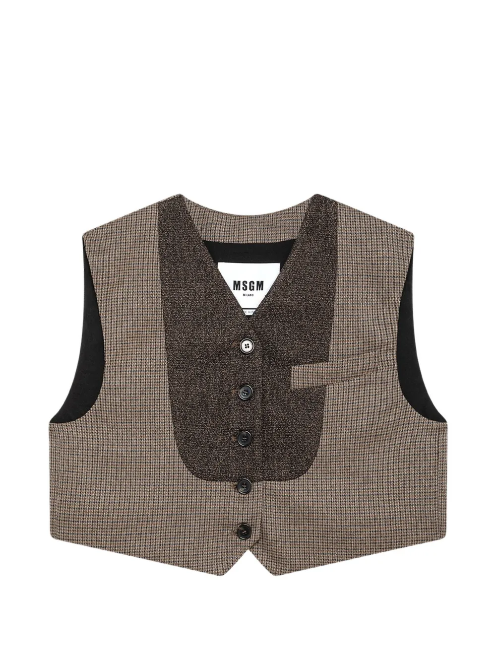 MSGM Cappotto crop a quadri - Marrone