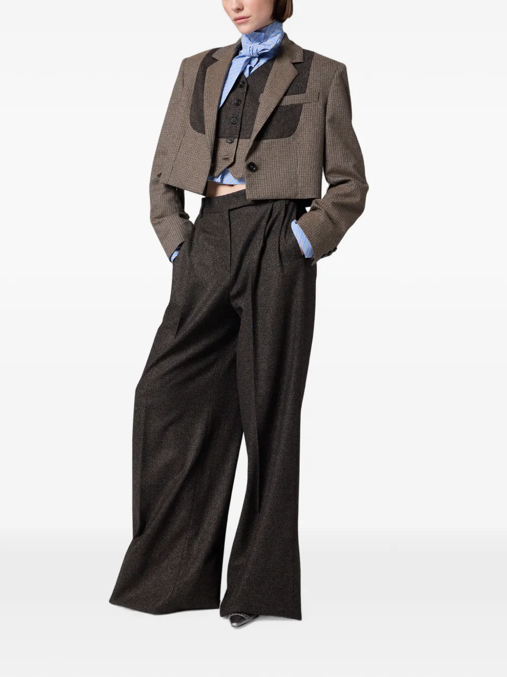 MSGM Geruit cropped gilet Bruin