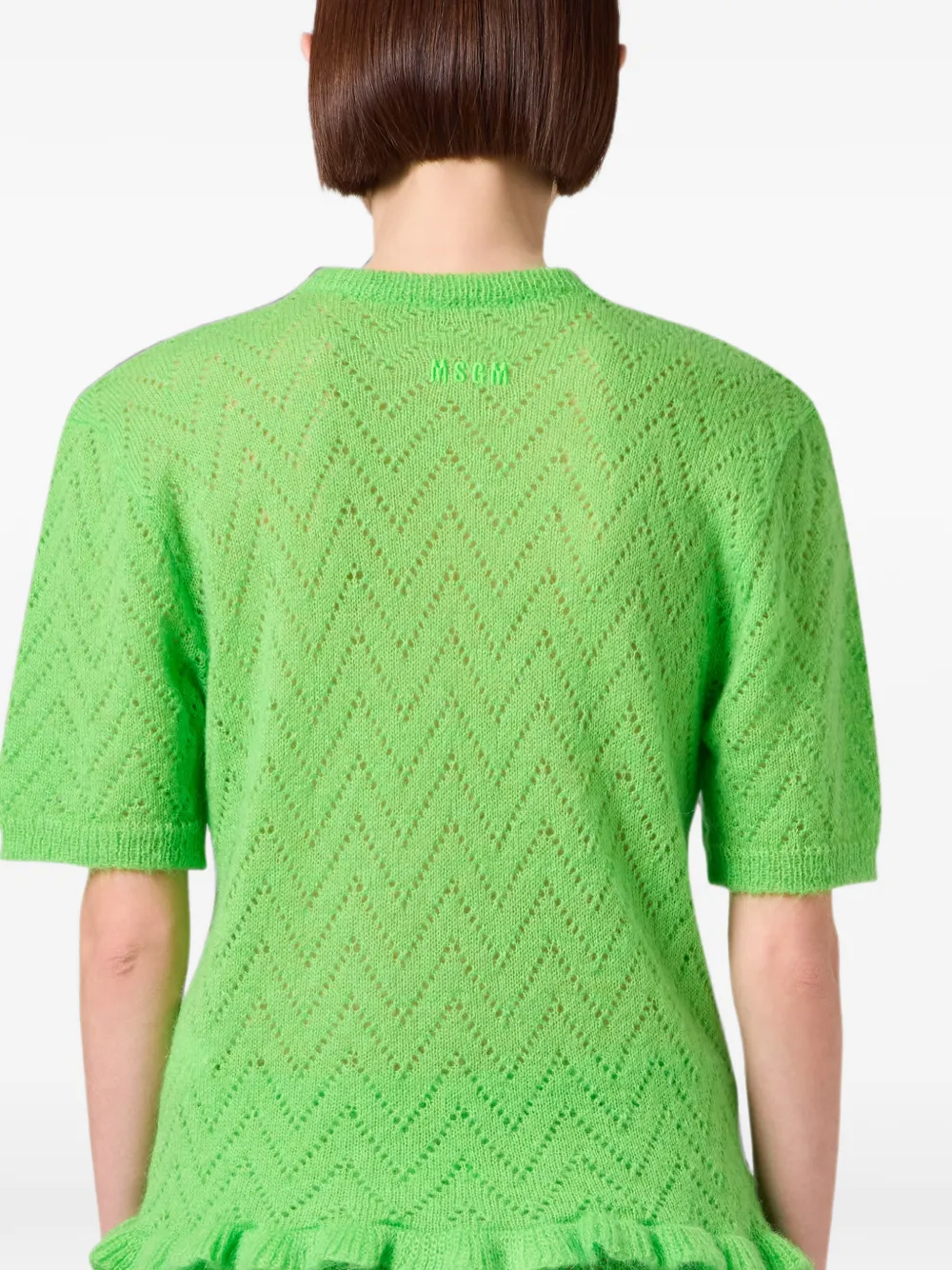 MSGM Trui met zigzag-patroon en ruches Groen