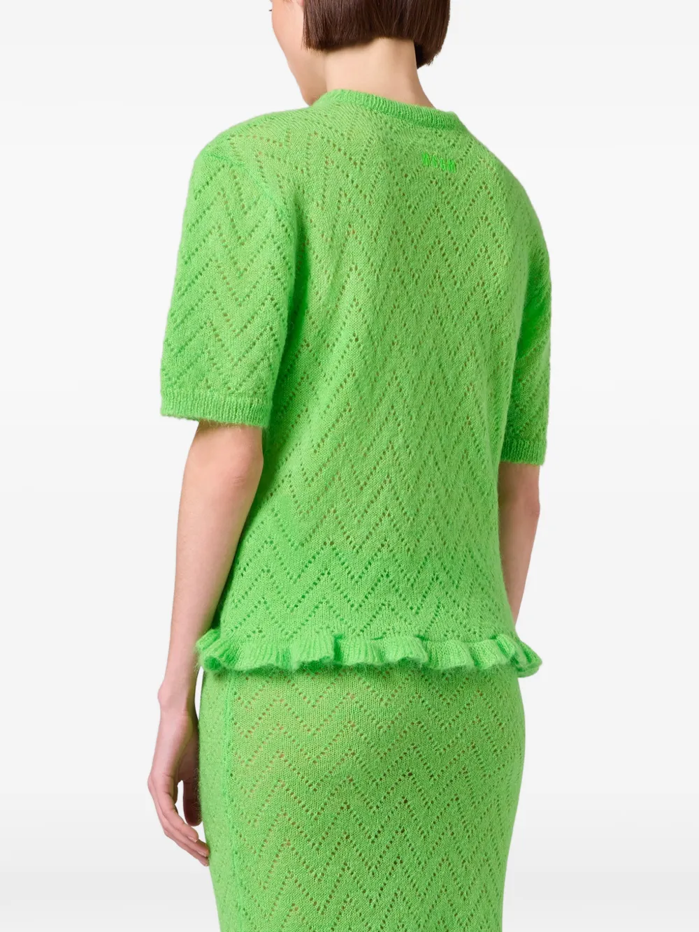 MSGM Trui met zigzag-patroon en ruches Groen