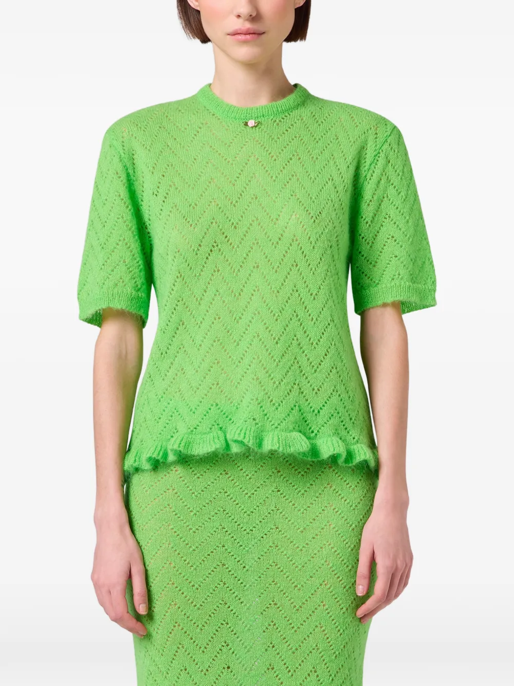 MSGM Trui met zigzag-patroon en ruches Groen