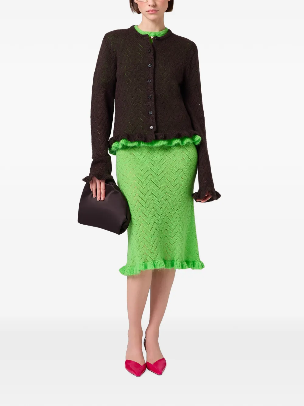 MSGM Trui met zigzag-patroon en ruches Groen