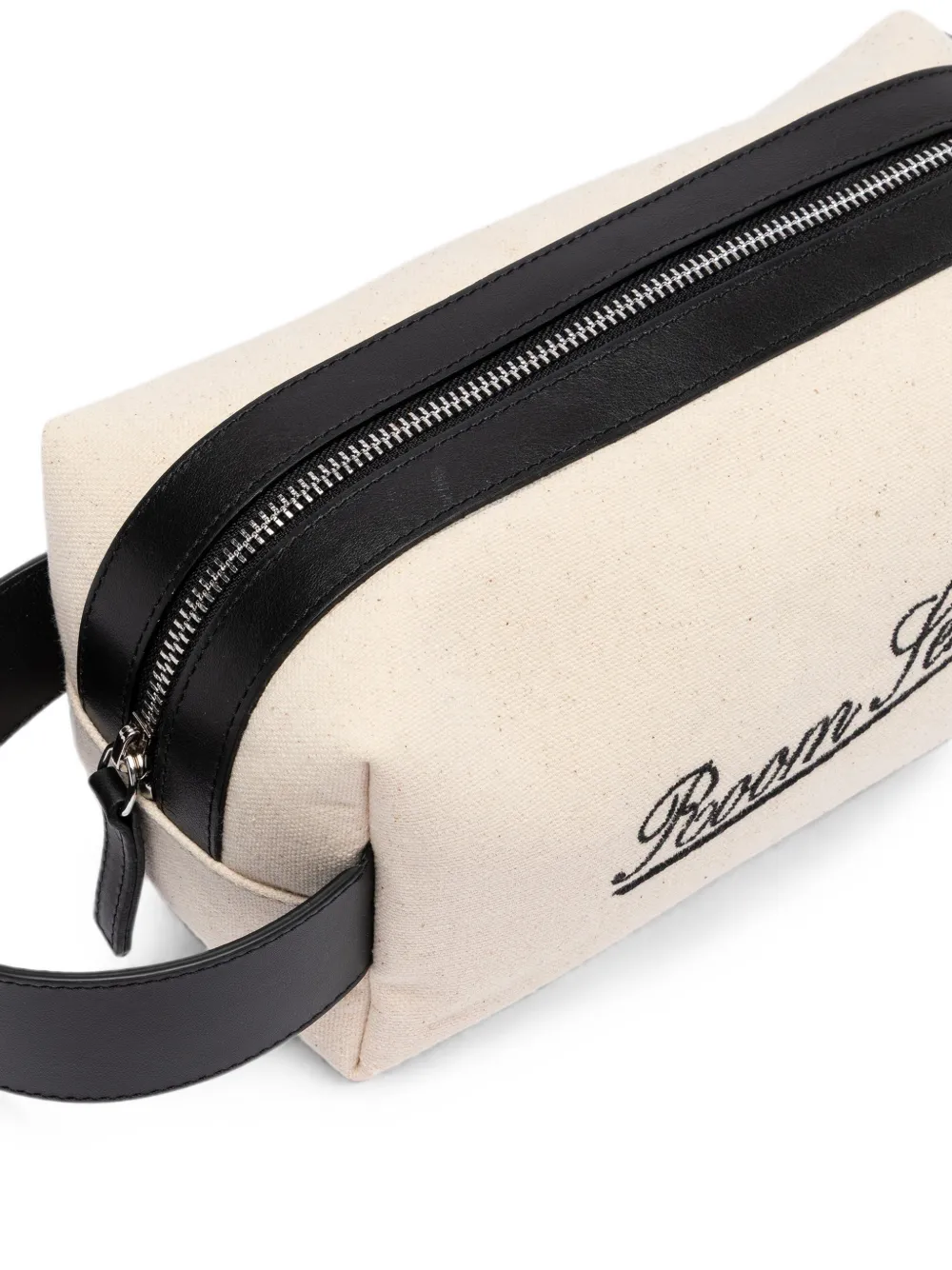 MSGM Toilettas met geborduurde logo-patch Beige