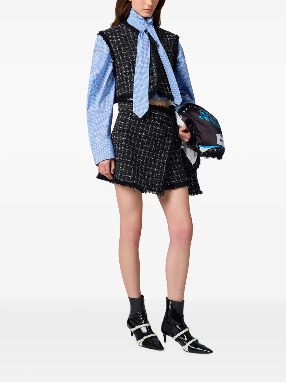 MSGM Tweed shorts met gerafelde randen Zwart