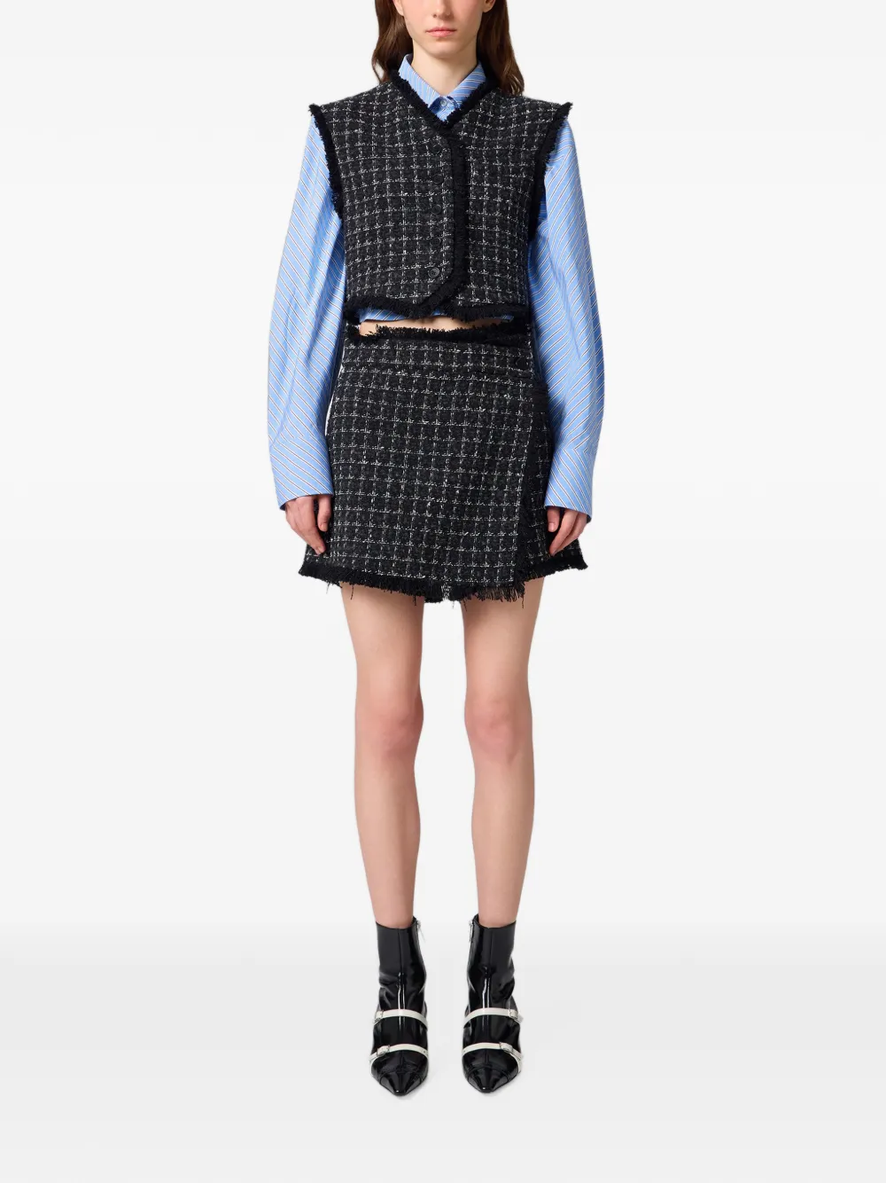 MSGM Tweed shorts met gerafelde randen Zwart