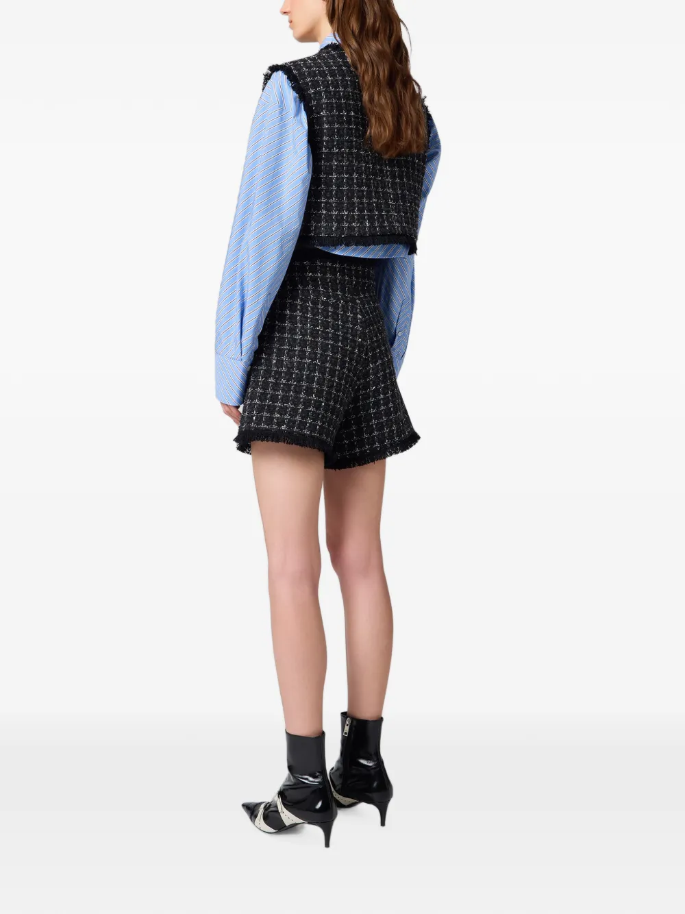 MSGM Tweed shorts met gerafelde randen Zwart