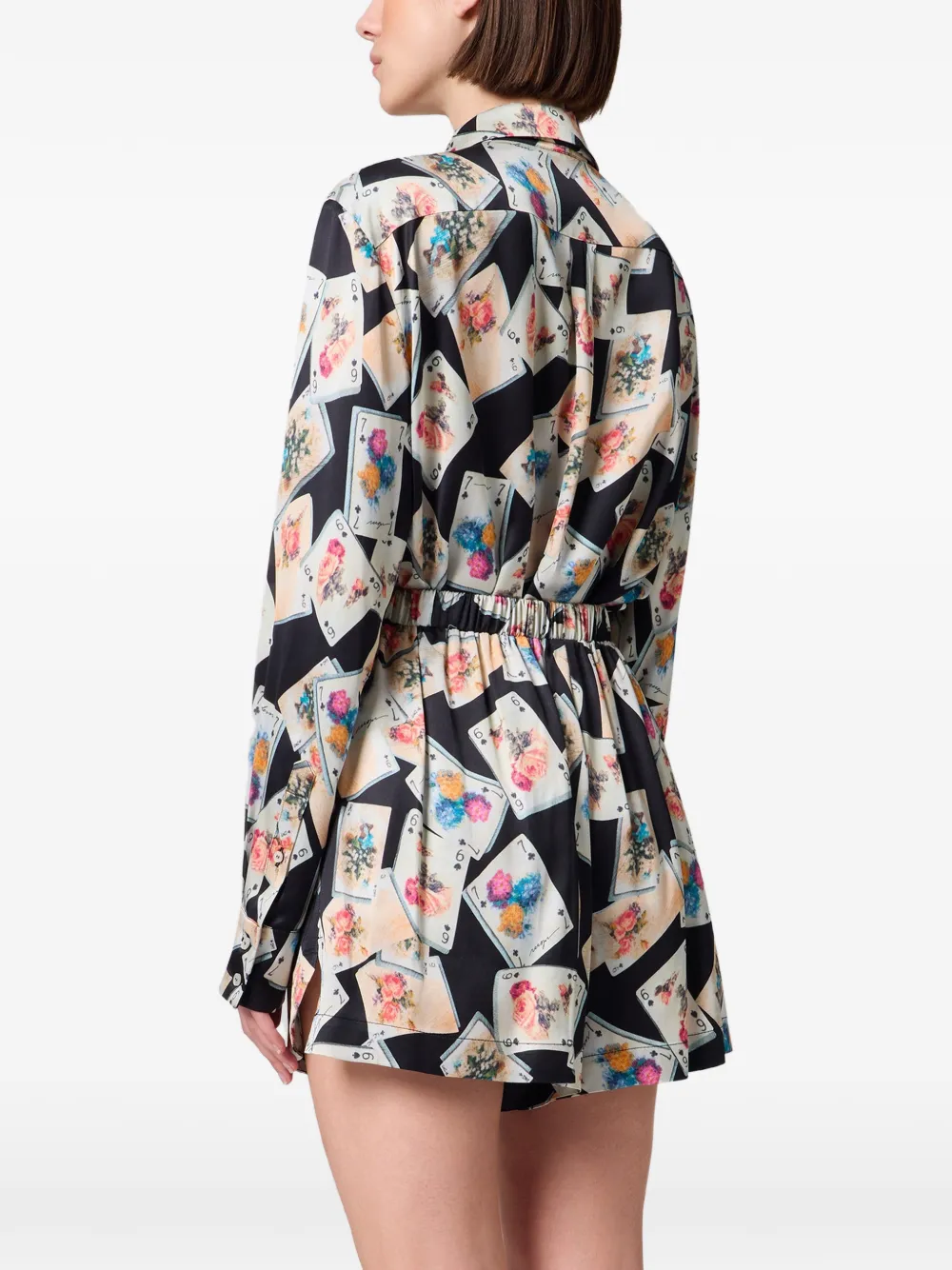 MSGM Blouse met strik en speelkaartprint Zwart