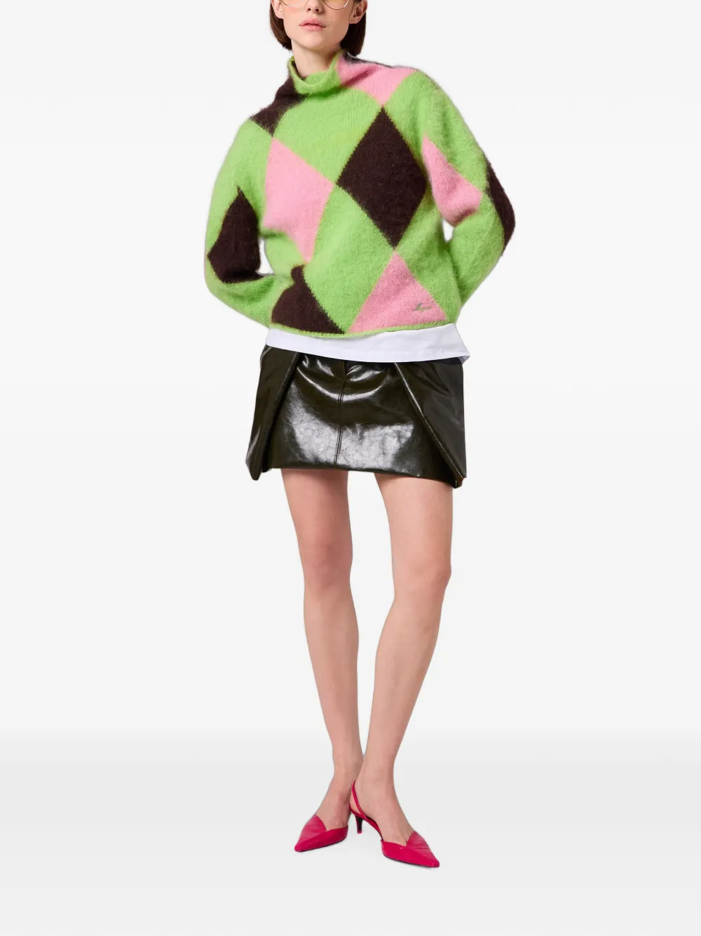 MSGM Trui met hoge hals en argyle-patroon Groen
