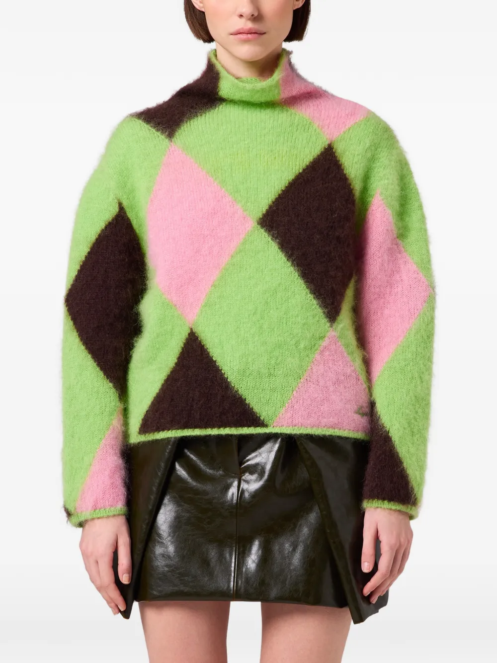 MSGM Trui met hoge hals en argyle-patroon Groen