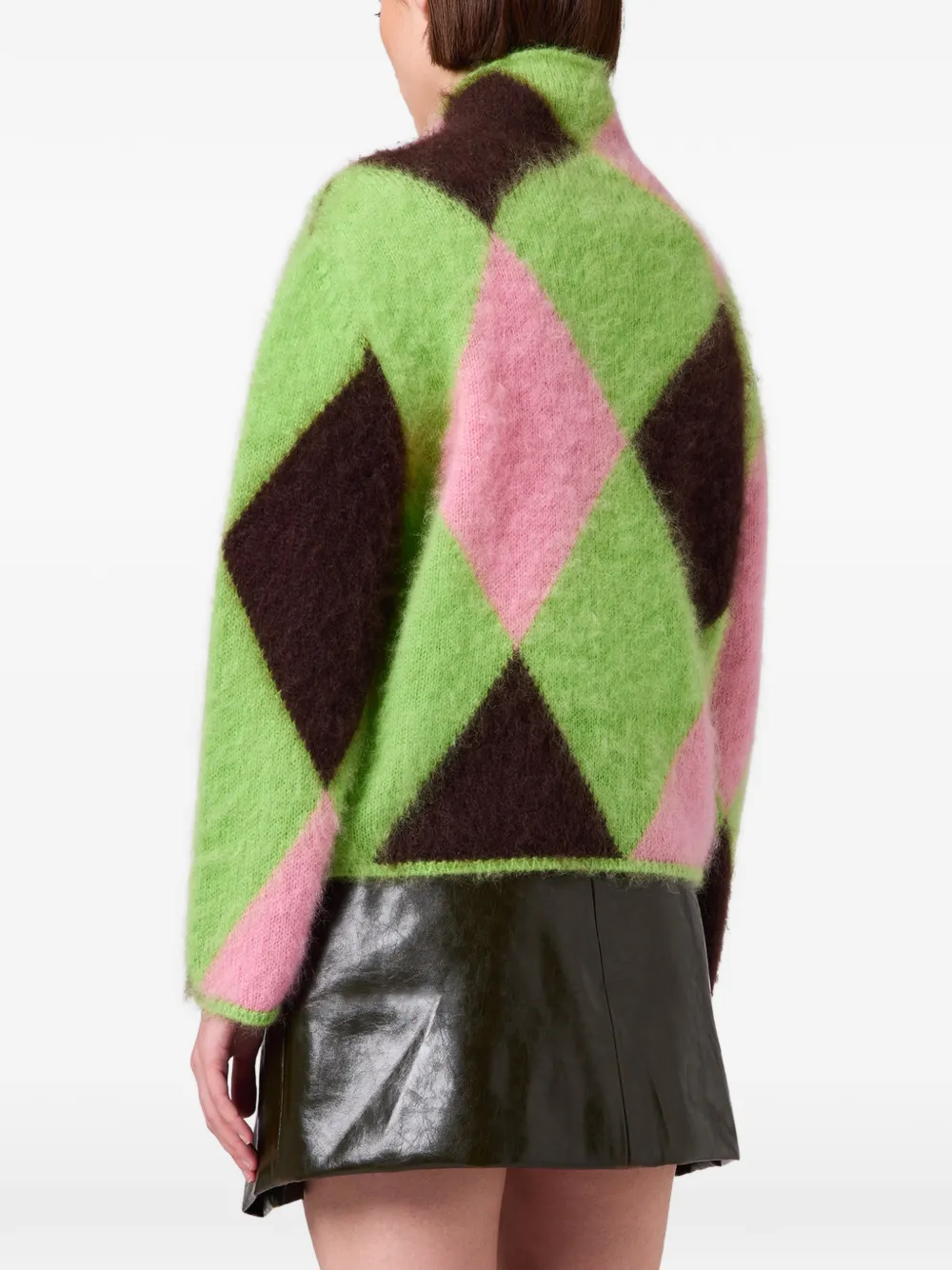 MSGM Trui met hoge hals en argyle-patroon Groen